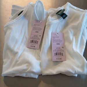Set Of 2 Wild Fable White Ribbed Backless Tanks
